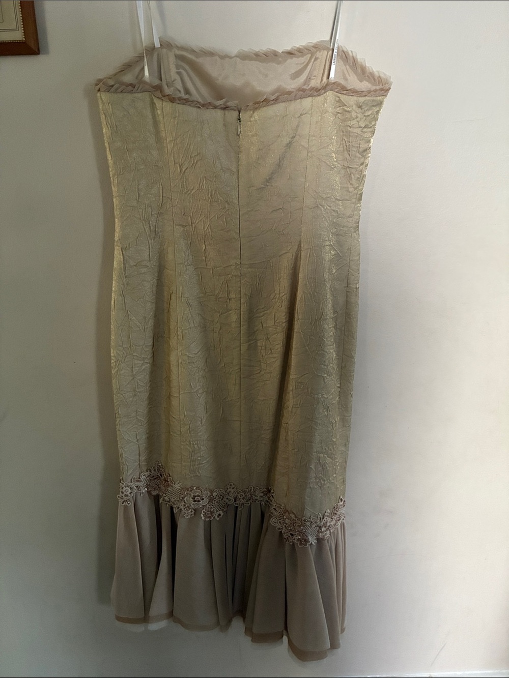 Laundry By Shelli Segal Strapless Beige Ruffled Bodice Dress - Picture 7 of 8